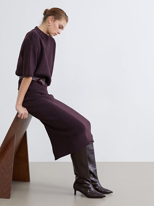 Beli Lastikli Triko Etek