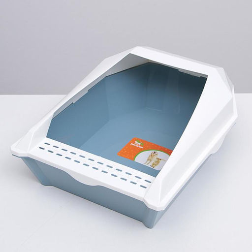 Туалет для кошек фигурный с бортом с совком, 54 х 38 х 20 см, бело-розовый - Пижон фото 4