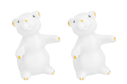 Набор д/специй 2 пр. 5,5*5,5*8 см "Кролики обнимашки" белый с золотом