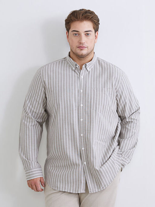 Regular Fit Uzun Kollu ?izgili Erkek G?mlek