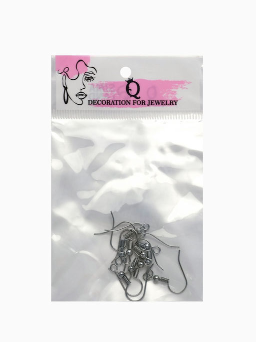 Цена за 5 шт. Швензы для сережек-крючки с бусиной (набор 5 пар), цвет серебро