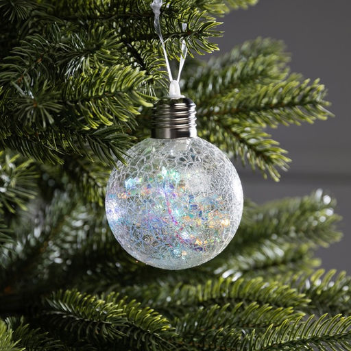Ёлочный шар Ледяной шар, d=8 см, 1 LED, от батареек LR44x3, свечение тёплое белое - Luazon lighting фото 2