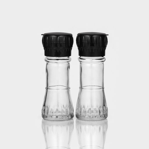 Набор стеклянных мельниц, 80 мл, 2 шт, цвет чёрный - Simaland фото 2