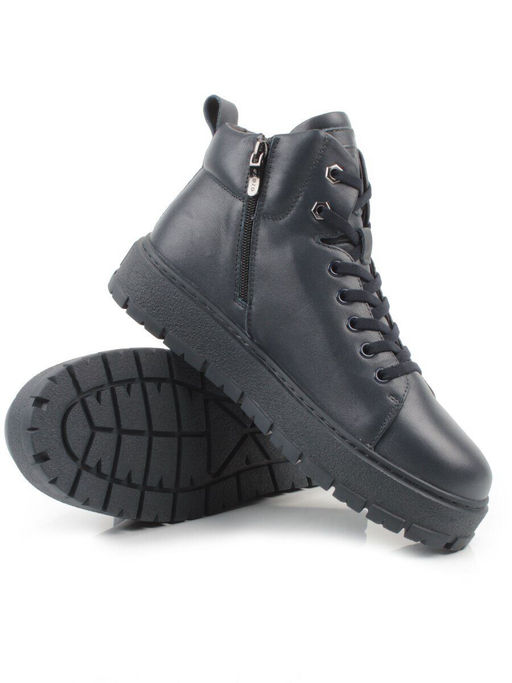 05-AW1010-2M DK. BLUE Ботинки зимние мужские (натуральная кожа, натуральный мех)