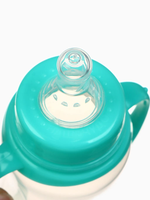 Бутылочка для кормления M&B «Наше сокровище», классическое горло, с ручками, от 3 мес., 250 мл., приталенная, бирюзовый