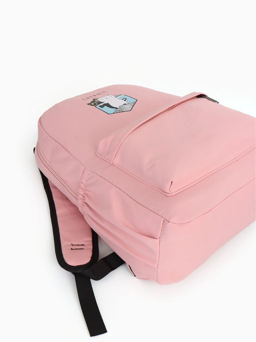 Рюкзак школьный на молнии, с карманами, с принтом, размер 30?12?43 см, розовый