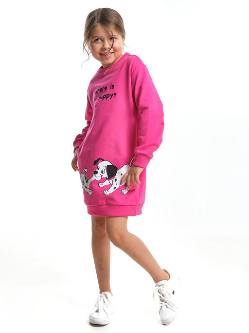 Платье с принтом из футера UD 7743 малина - Mini maxi фото 6