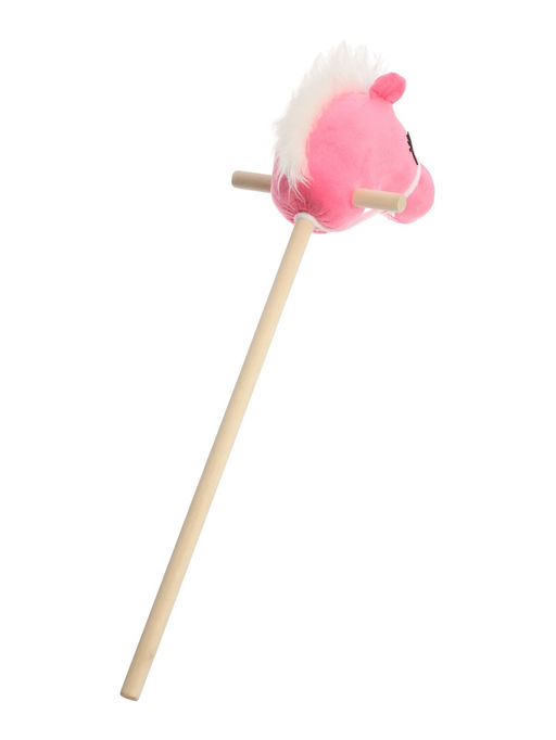Мягкая игрушка Конь-скакун, на палке, цвет розовый