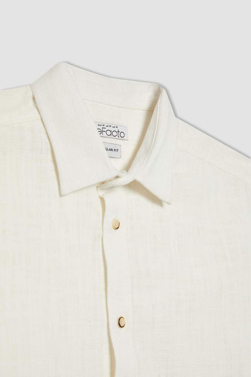 Хлопковая рубашка с длинными рукавами и воротником поло стандартного кроя - Defacto фото 8