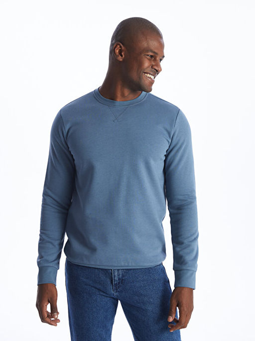 Bisiklet Yaka Uzun Kollu Erkek Sweatshirt