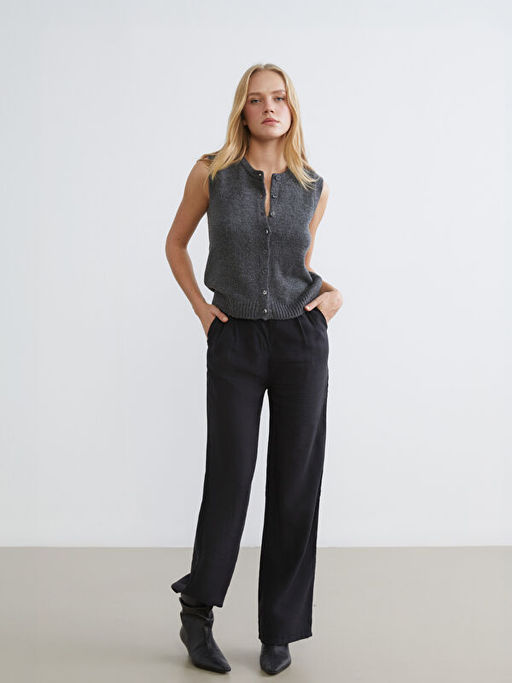 Bisiklet Yaka Kad?n Triko Yelek