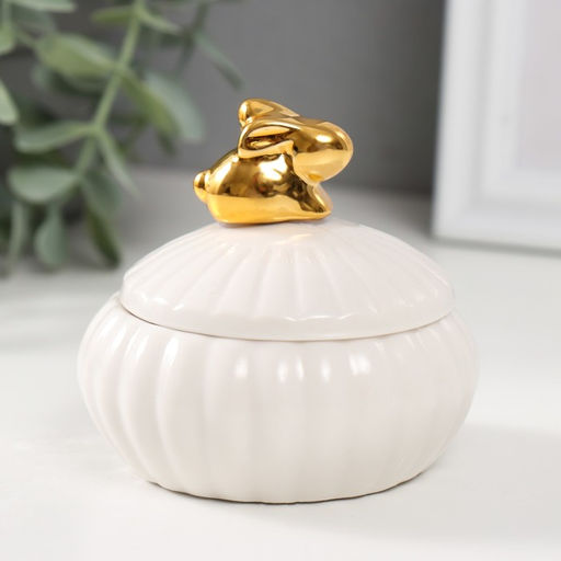 Шкатулка керамика Золотой кролик МИКС 7,5х7,5х7 см - Simaland фото 2