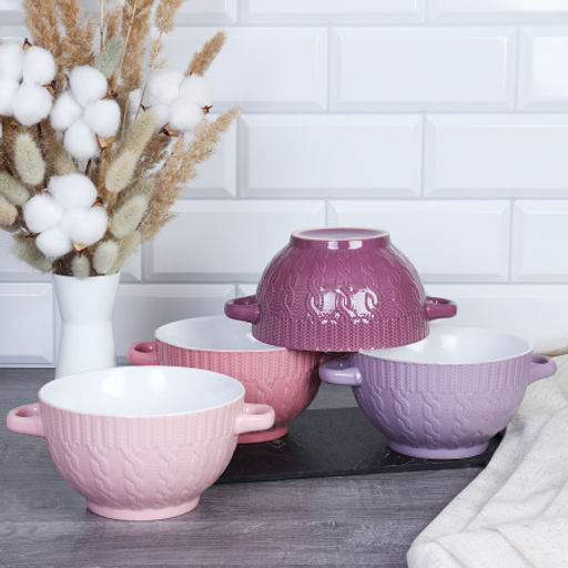 Супница с ручками 4 штуки на подставке / 20110-1 /уп 6/ Косичка - Галеонтрейд фото 4