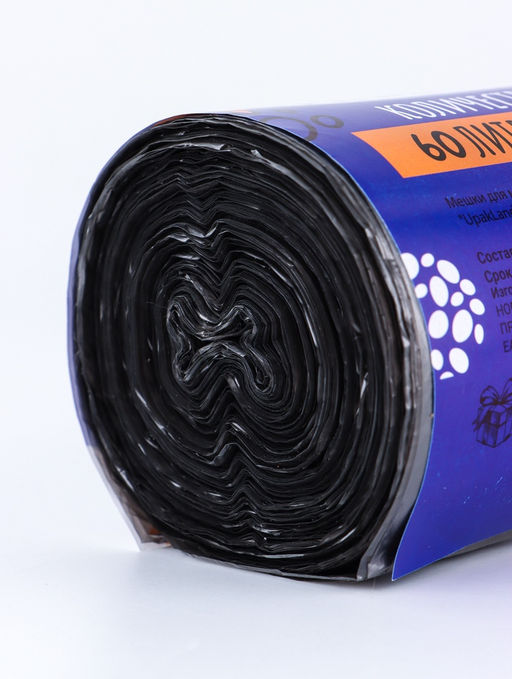 Мешки для мусора в рулоне 60 л, черные, ПНД, 9 мкм, 100 шт