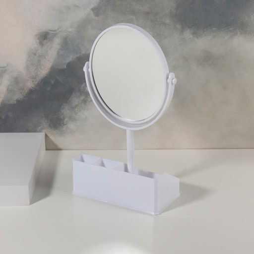 Зеркало с подставкой, с увеличением х2, двустороннее, 16.5×30.5 см, (13×16 см), МИКС