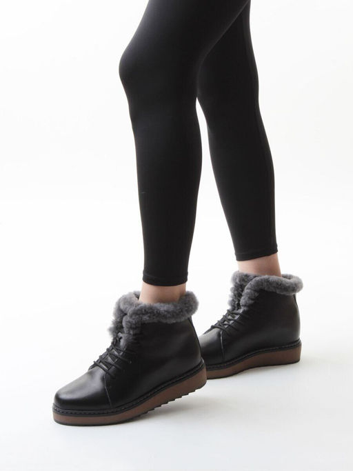 04-5606-2 BLACK Ботинки зимние женские (натуральная кожа, 100% шерсть)