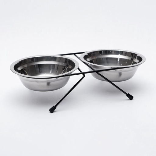 Набор из 2 мисок на подставке, 2500 мл, чёрная подставка - Пижон фото 2