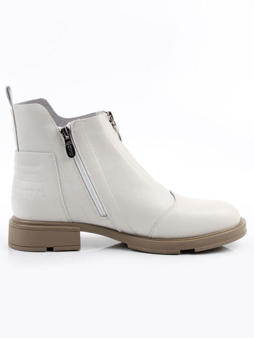 01-M43-11 LT.BEIGE Ботинки демисезонные женские (натуральная кожа, байка)