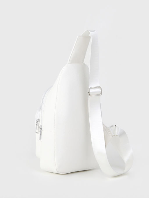 Рюкзак-слинг через плечо с карманом, размер 18×5.5×29 см, белый