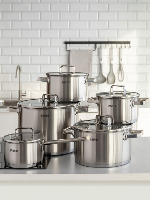 Кастрюля с крышкой 11,5л серый нержавеющая сталь