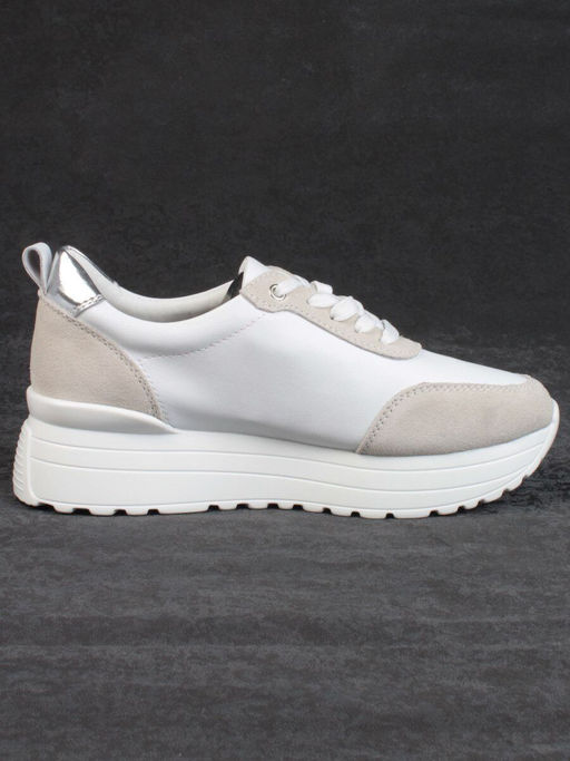 05-PDE40-2 WHITE/BEIGE Кроссовки женские (натуральная кожа, натуральная замша) - Фабричный китай фото 12