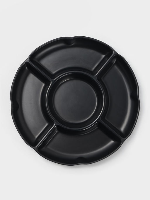 Менажница «Чёрный Восток», 5 секций, пластик, 25×2.5 см, диаметр центра 11 см, чёрная