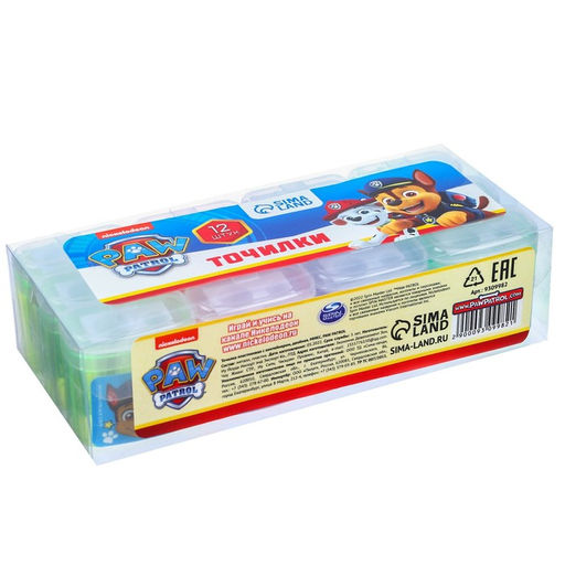 Цена за 12 шт. Точилка пластиковая с контейнером, двойная, МИКС, PAW PATRO