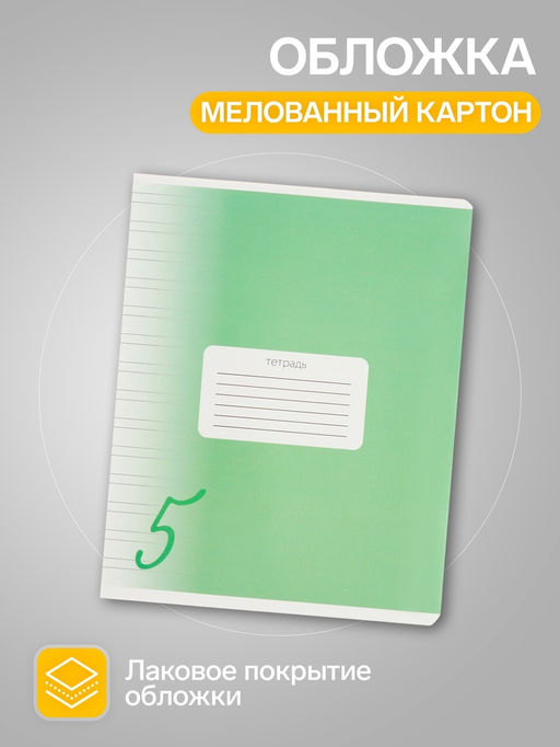 Тетради 12 листов в узкую линейку Calligrata «Пятёрка. Зелёная», обложка мелованный картон, 10 шт.
