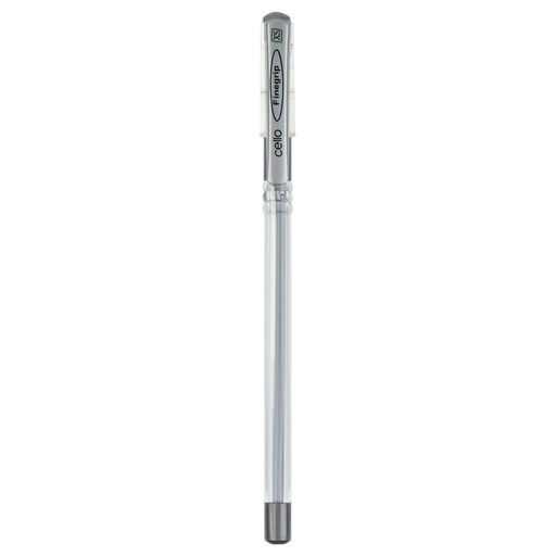 Цена за 27 шт. Ручка шариковая Cello "Finegrip" узел 0.7мм, синие чернила, резиновый грип (держатель), серо-серебристый корпус