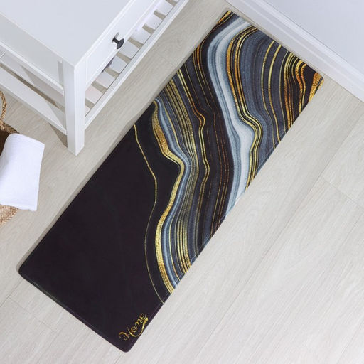 Коврик для ванной и туалета Доляна Камень, 44?120 см, чёрный фото 4