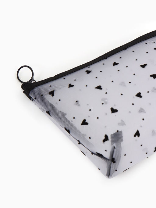 Косметичка дор Сердца, сетка 17*6,5*13,5, отд на молнии, белый