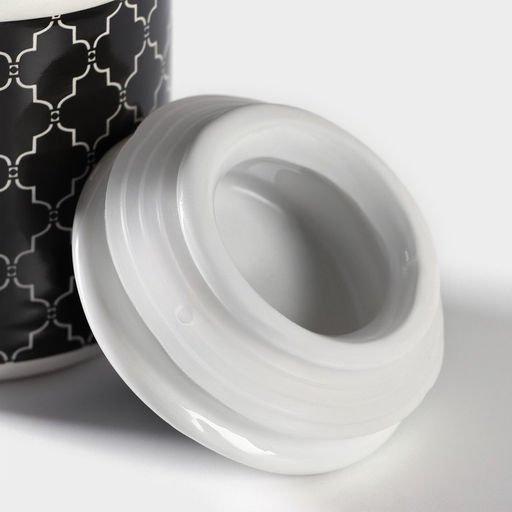 Сахарница с крышкой Доляна «Марокко», 150 мл, керамика, чёрная