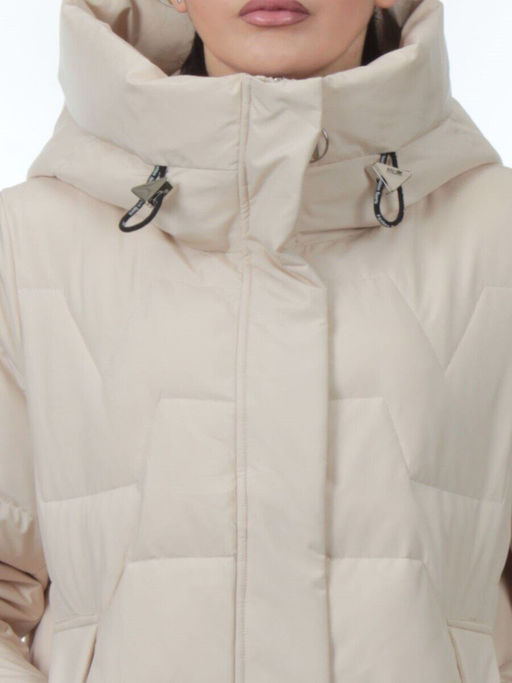 H268 LT. BEIGE Пальто зимнее женское (170 гр. холлофайбер)