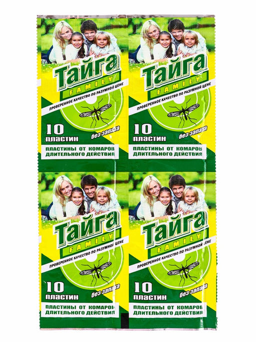 Цена за 7 шт. Пластины от комаров Тайга Family, инсектицидные, 10 шт.