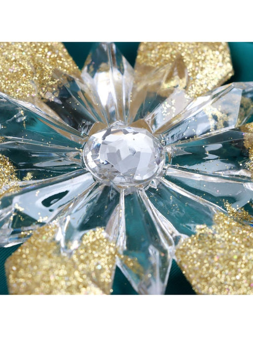 Цена за 2 шт. Ёлочная игрушка Зимнее волшебство. Снежинка - лучистая сияние, 12.511.5 см, прозрачно-золотой фото 8