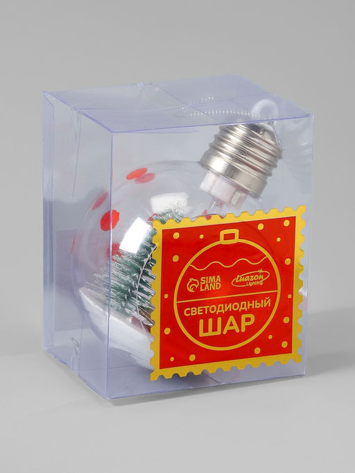Ёлочный шар Снеговик, d=8 см, 1 LED, от батареек, свечение тёплое белое - Luazon lighting фото 5