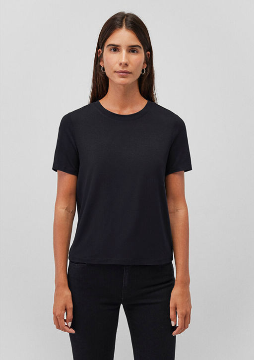 Lux Touch Siyah Basic Tisort - Mavi фото 4