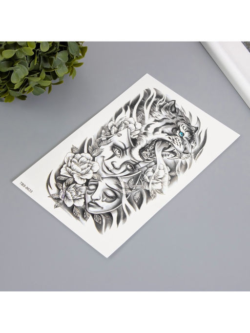 Цена за 2 шт. Переводная тату на тело чёрная Театр, 12?19 см