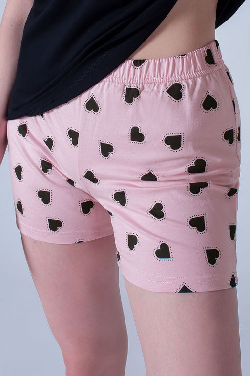 Арт. 9145 Пижама с шортами 42-50 (5 шт) Цвет:верх-черный,низ-розовый - Калинка фото 3