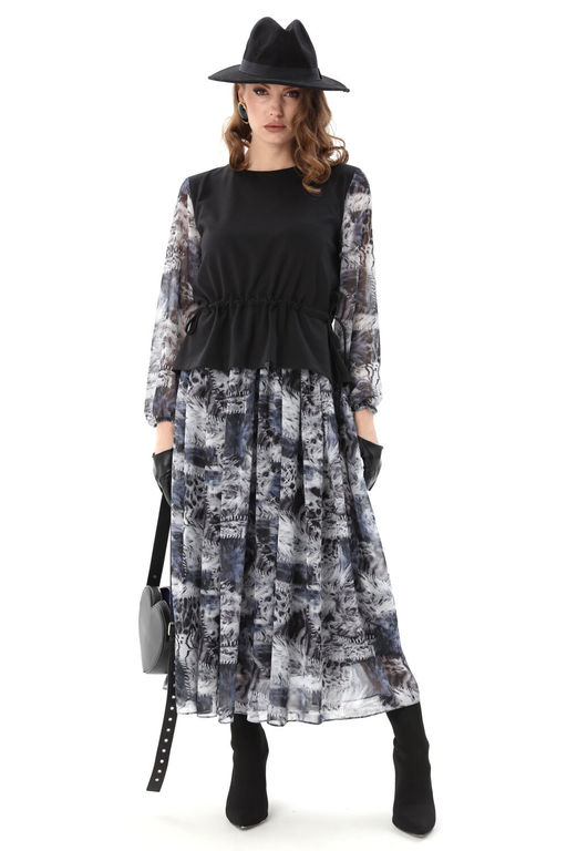 Платье NIKVA н740-19 чёрный и серая абстракция фото 8