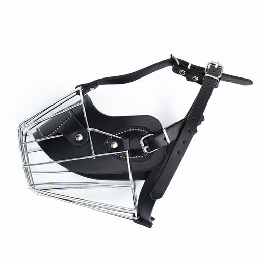 Намордник металлический №1 с трехсторонним ремешком, прессованная кожа, чёрный - Пижон фото 3