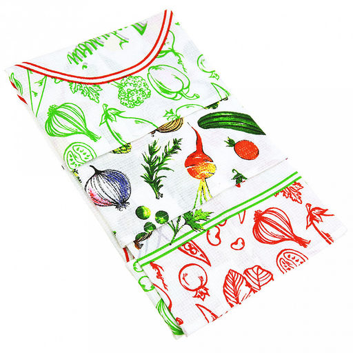 Полотенце вафельное 48х62см "Ассорти", хлопок 100%, 171гр/м2, комплект 3шт, "Домашняя мода" (Россия)