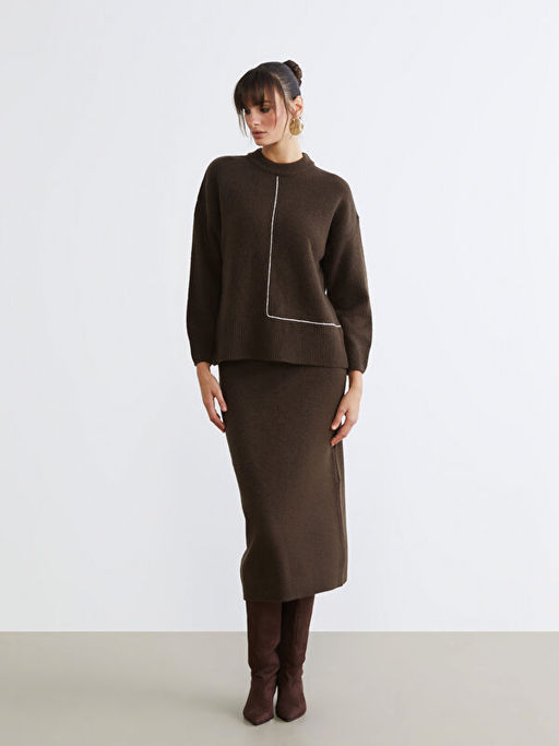 Beli Lastikli Y?rtma?l? Triko Etek