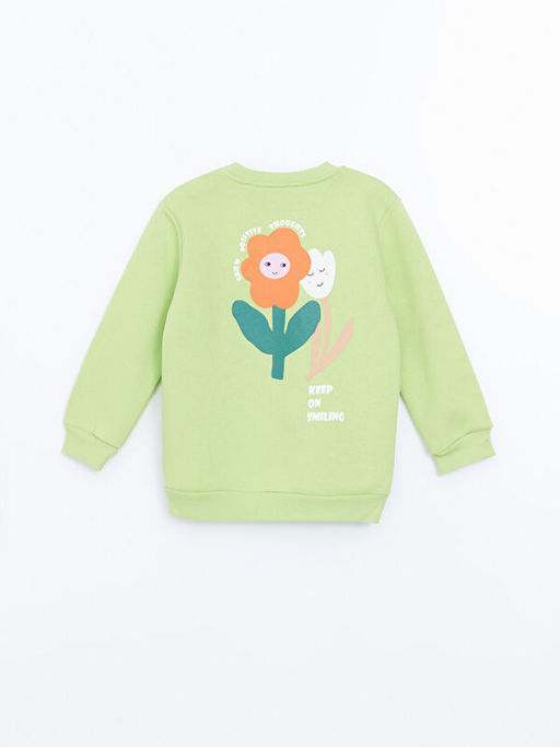 Bisiklet Yaka Bask?l? K?z ?ocuk Sweatshirt - Waikiki фото 3