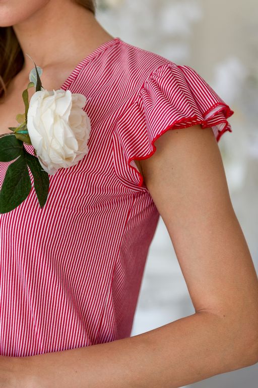 Платье женское из кулирки Элиза красно-белые полосы - Амадэль фото 5