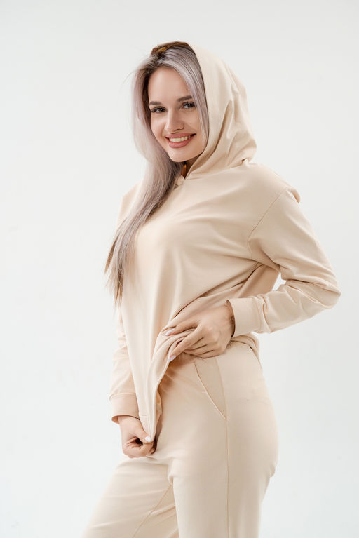 Костюм женский из футера петля Уют бежевый