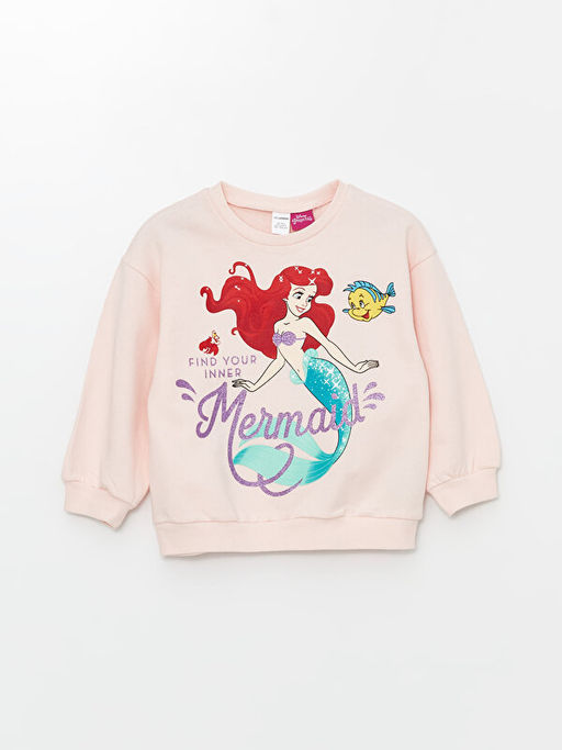 Bisiklet Yaka Uzun Kollu Ariel Bask?l? K?z Bebek Sweatshirt