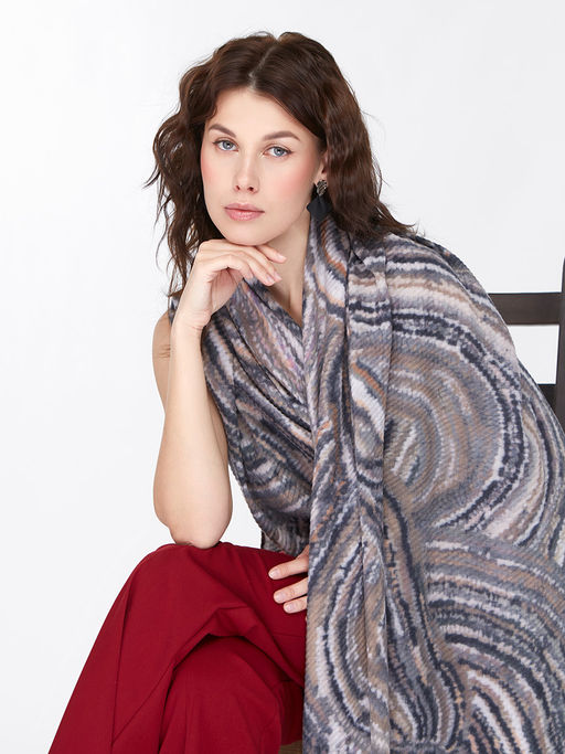 Большой, мягкий, тонкий и очень нежный двусторонний палантин с рисунком - Tantino фото 14