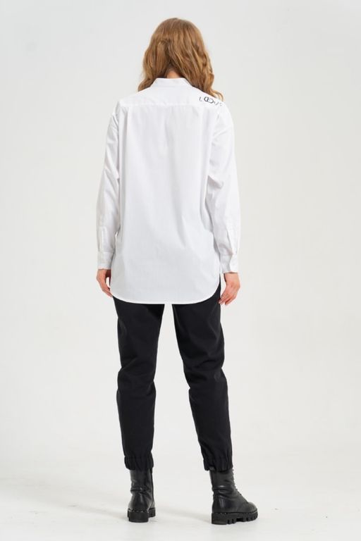 рубашка из тонкого хлопка в стиле OVERSIZE    с кокеткой на спине - А+б коллекция фото 13