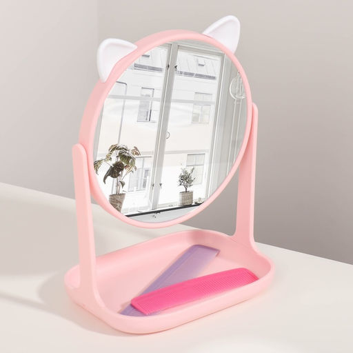 Зеркало с подставкой «Кошка» 16.5×22×11.7 см, (d=14.5 см), МИКС